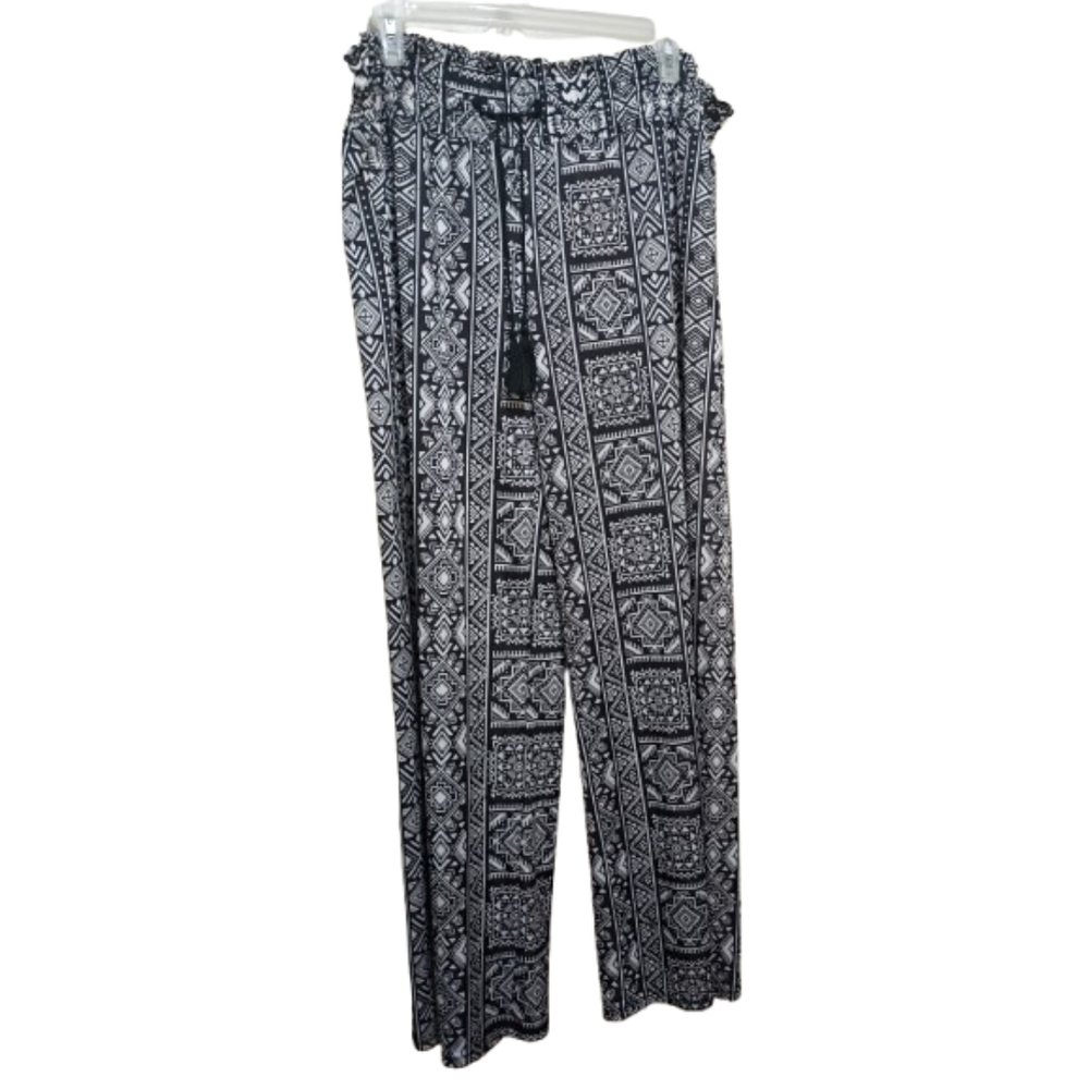 west loop Black & White Geometric Wide Leg Pants